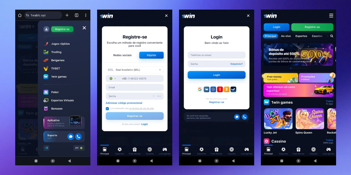 1win bookmaker's app screenshots