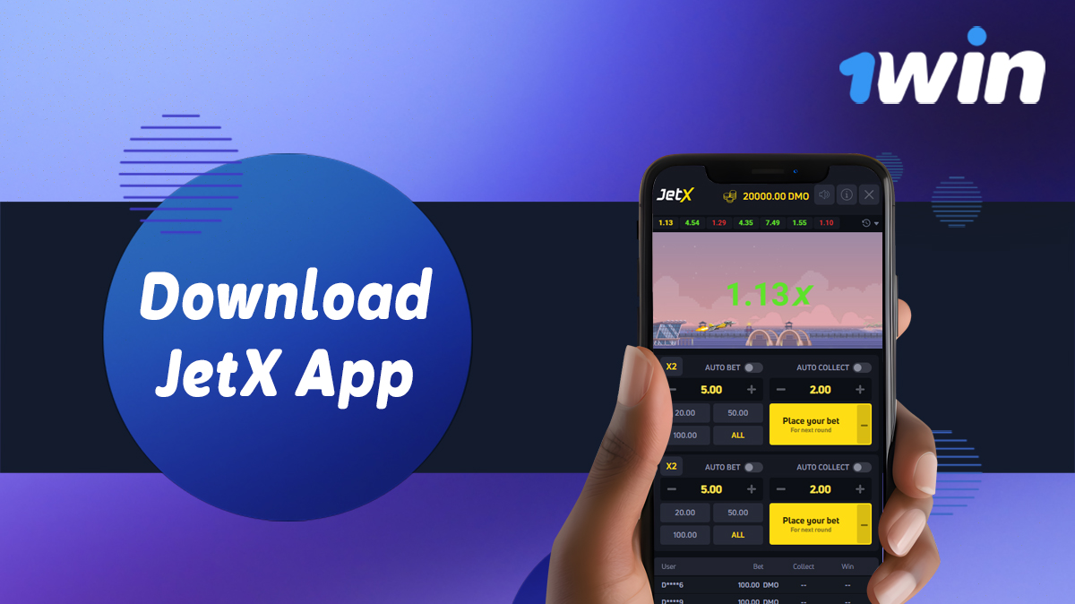 Aplicativo móvel 1win para jogos online JetX