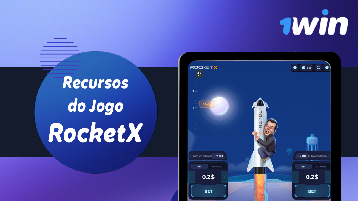 Características e novidades apresentadas no jogo Rocket X no site 1win