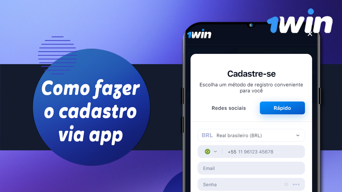 Criar uma nova conta 1Win usando o aplicativo móvel