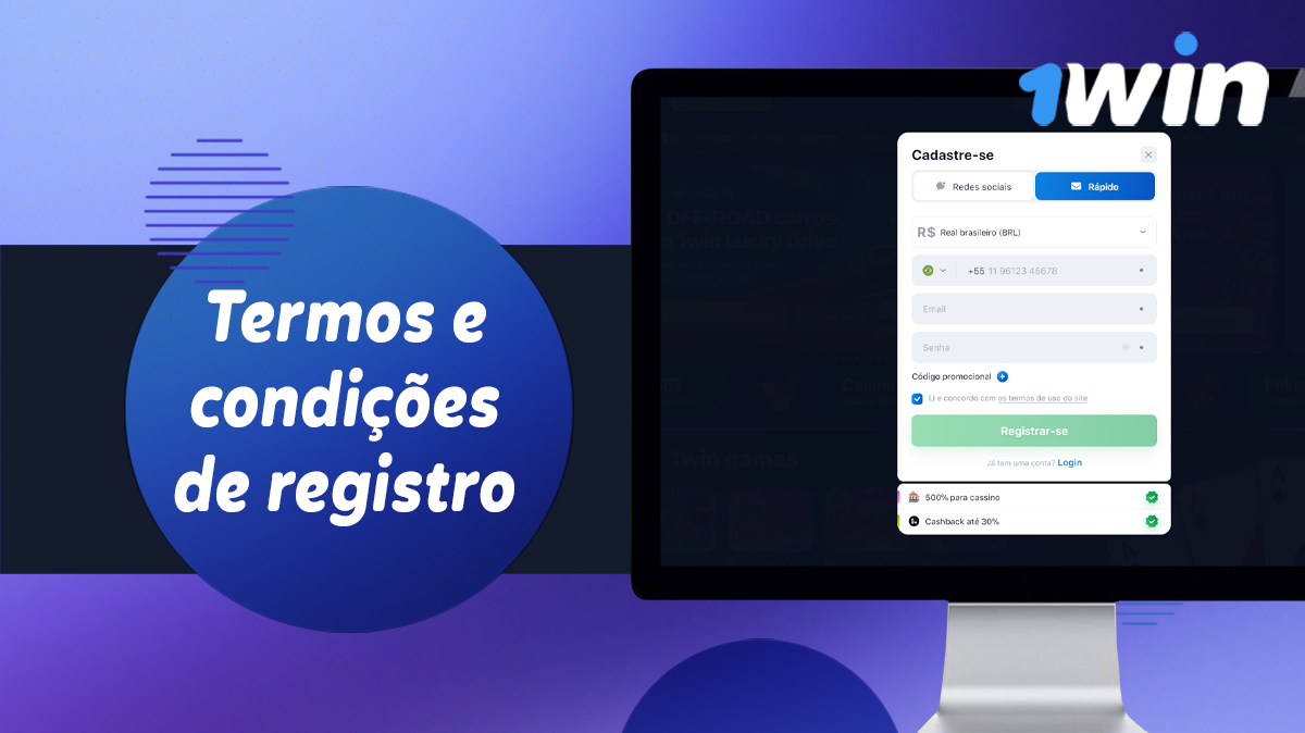 Termos e condições para criar uma nova conta no sítio do casino 1Win